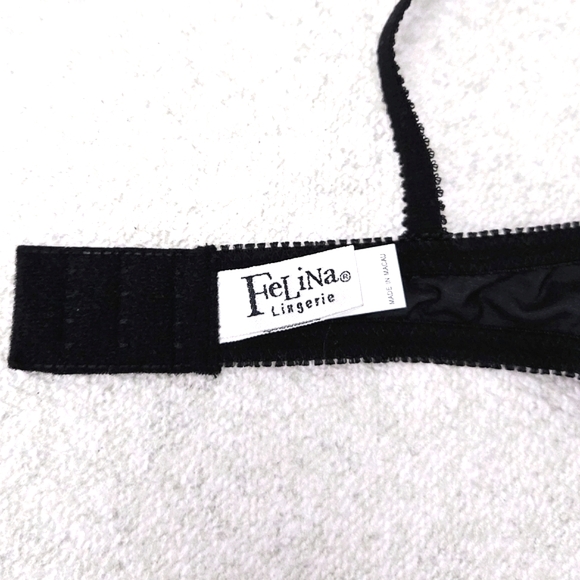 FELINA Vintage Floral Lace Bra 36C Black - Picture 4 of 5